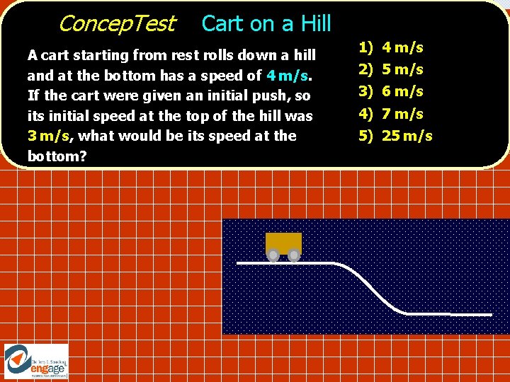 Concep. Test Cart on a Hill A cart starting from rest rolls down a