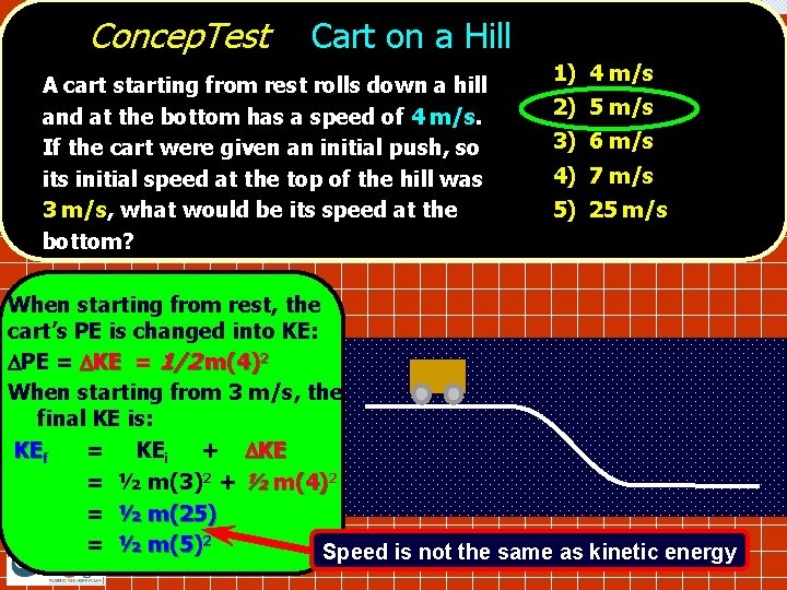 Concep. Test Cart on a Hill A cart starting from rest rolls down a