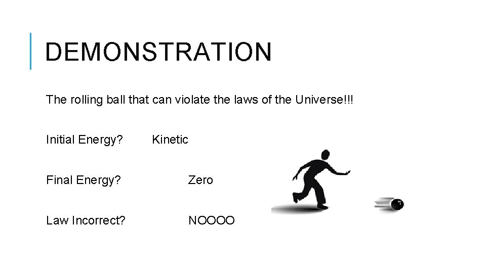DEMONSTRATION The rolling ball that can violate the laws of the Universe!!! Initial Energy?