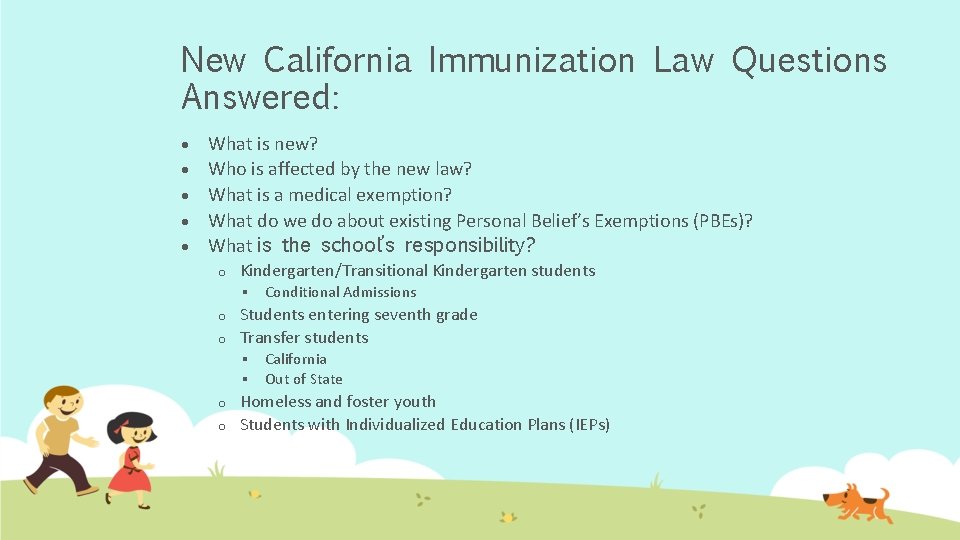 New California Immunization Law Questions Answered: What is new? Who is affected by the