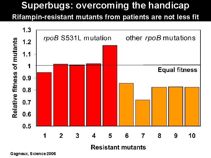 Superbugs: overcoming the handicap Rifampin-resistant mutants from patients are not less fit Gagneux, Science