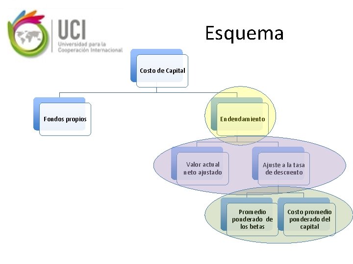 Esquema Costo de Capital Fondos propios Endeudamiento Valor actual neto ajustado Ajuste a la