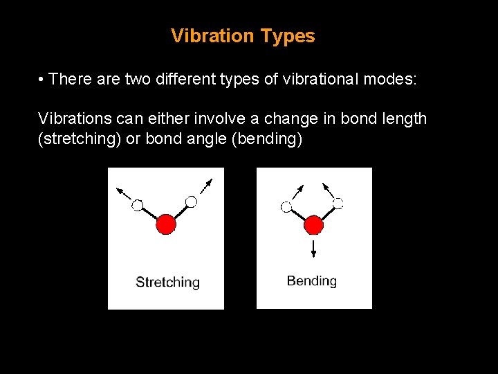 Vibration Types • There are two different types of vibrational modes: Vibrations can either