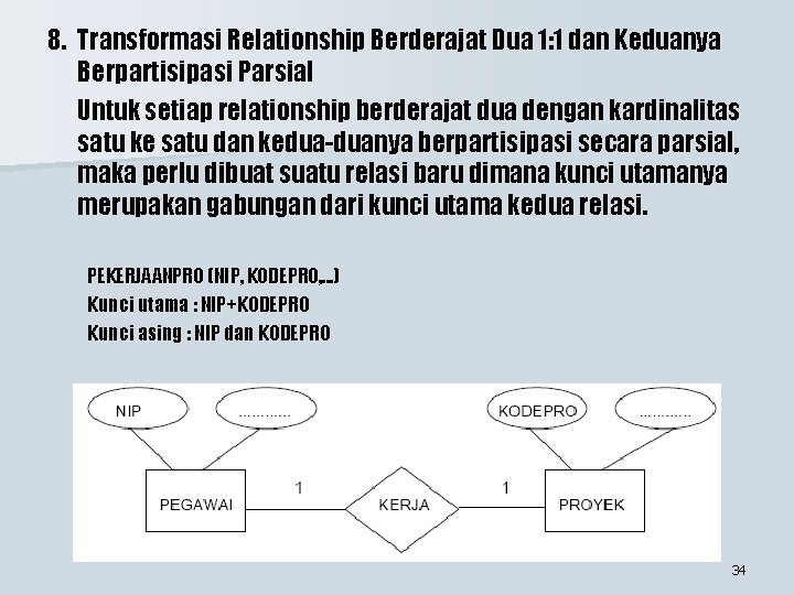 8. Transformasi Relationship Berderajat Dua 1: 1 dan Keduanya Berpartisipasi Parsial Untuk setiap relationship