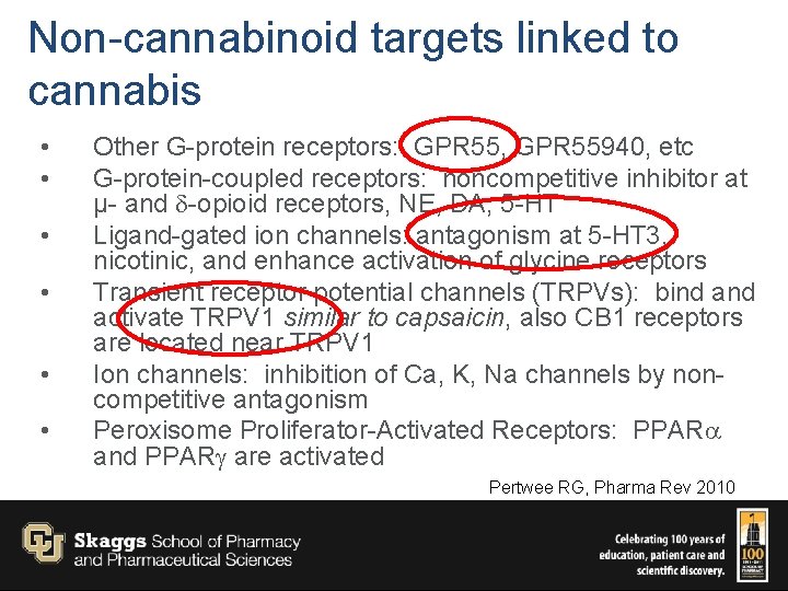 Non-cannabinoid targets linked to cannabis • • • Other G-protein receptors: GPR 55, GPR