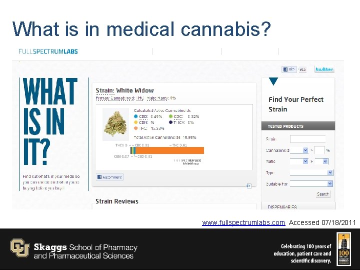 What is in medical cannabis? www. fullspectrumlabs. com Accessed 07/18/2011 