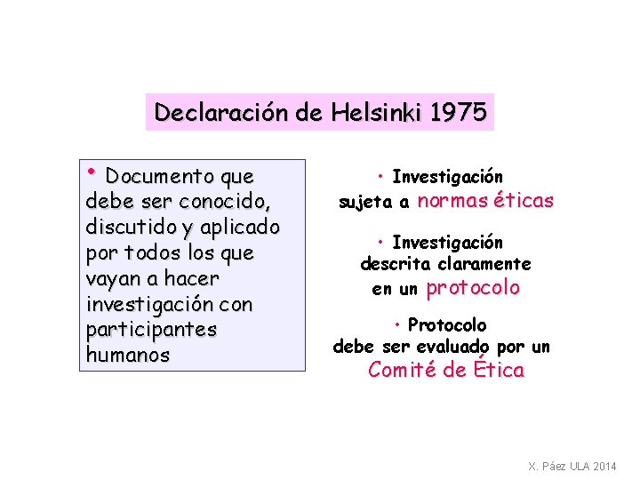 Declaración de Helsinki 1975 • Documento que debe ser conocido, discutido y aplicado por