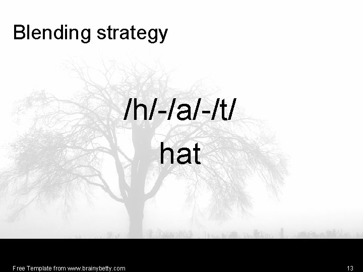 Blending strategy /h/-/a/-/t/ hat Free Template from www. brainybetty. com 13 