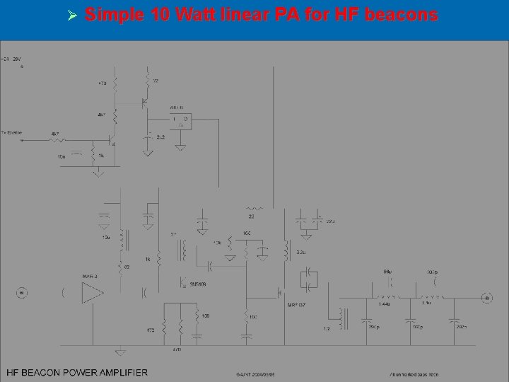  Simple 10 Watt linear PA for HF beacons 