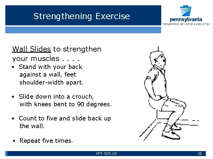 Strengthening Exercise Wall Slides to strengthen your muscles. . · Stand with your back
