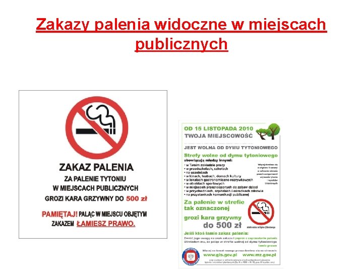 Zakazy palenia widoczne w miejscach publicznych 