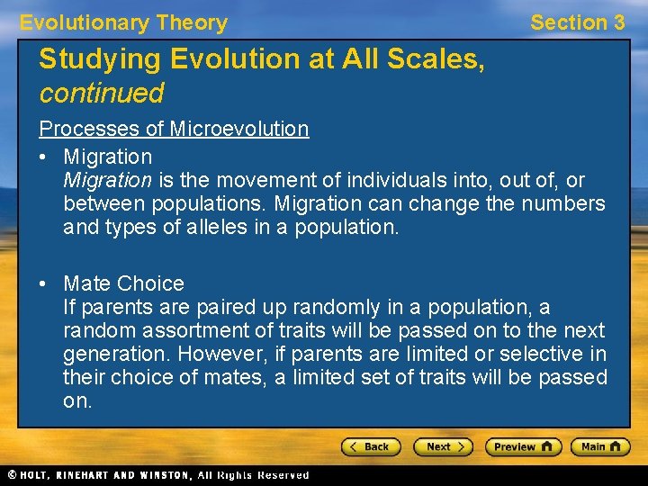 Evolutionary Theory Section 3 Studying Evolution at All Scales, continued Processes of Microevolution • Evolutionary Theory Section 3 Studying Evolution at All Scales, continued Processes of Microevolution •