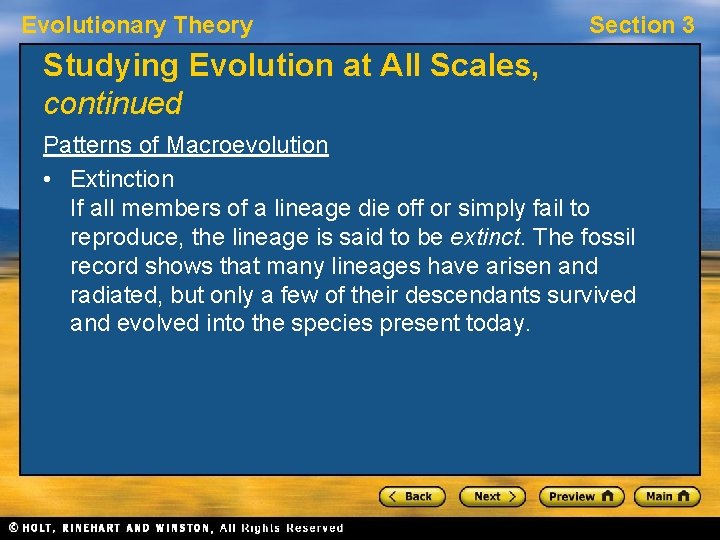 Evolutionary Theory Section 3 Studying Evolution at All Scales, continued Patterns of Macroevolution • Evolutionary Theory Section 3 Studying Evolution at All Scales, continued Patterns of Macroevolution •