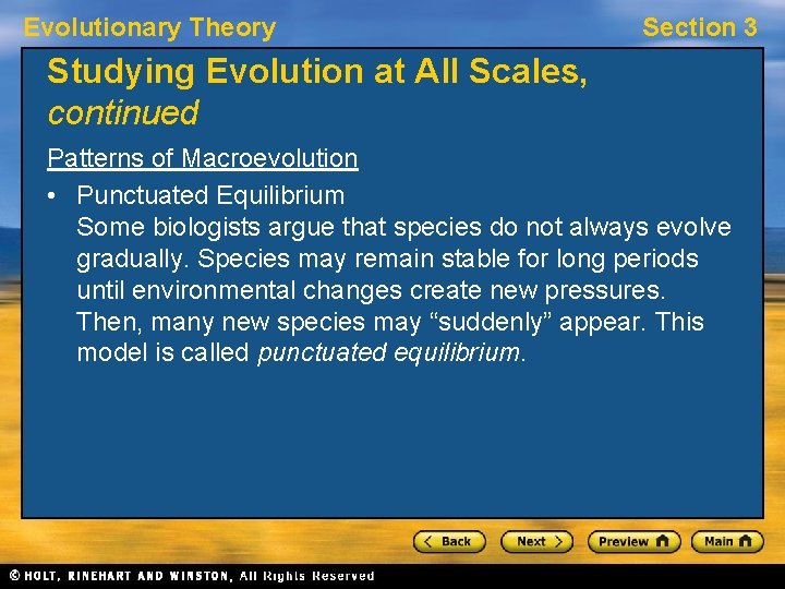 Evolutionary Theory Section 3 Studying Evolution at All Scales, continued Patterns of Macroevolution • Evolutionary Theory Section 3 Studying Evolution at All Scales, continued Patterns of Macroevolution •