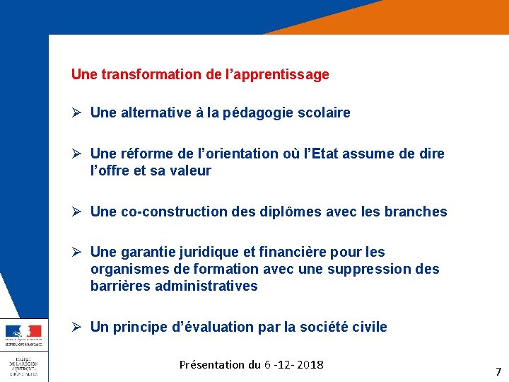 Une transformation de l’apprentissage Ø Une alternative à la pédagogie scolaire Ø Une réforme