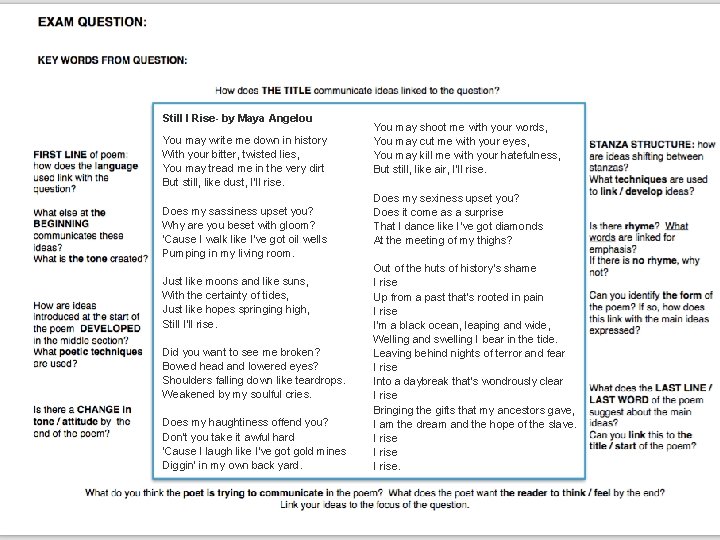 Still I Rise- by Maya Angelou You may write me down in history With