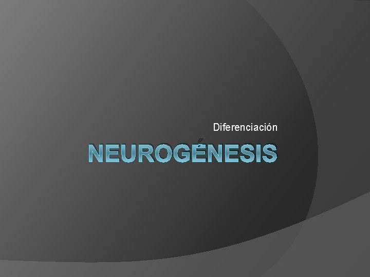 Diferenciación NEUROGÉNESIS 