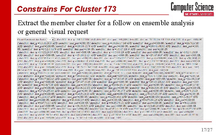 Constrains For Cluster 173 Extract the member cluster for a follow on ensemble analysis