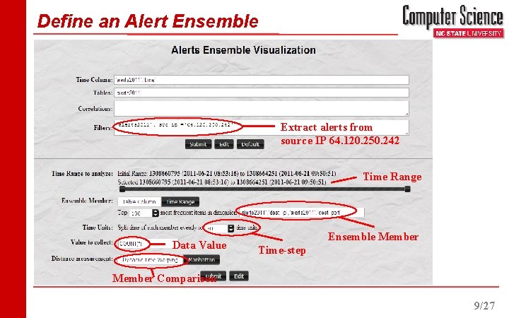 Define an Alert Ensemble Extract alerts from source IP 64. 120. 250. 242 Time