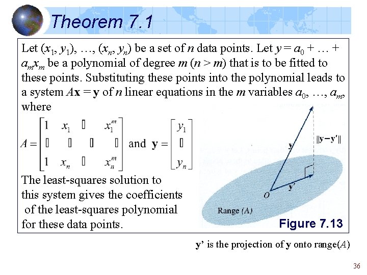 Theorem 7. 1 Let (x 1, y 1), …, (xn, yn) be a set