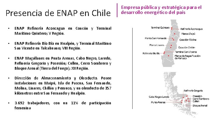 Presencia de ENAP en Chile • ENAP Refinería Aconcagua en Concón y Terminal Marítimo