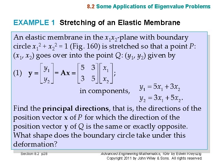 8. 2 Some Applications of Eigenvalue Problems EXAMPLE 1 Stretching of an Elastic Membrane