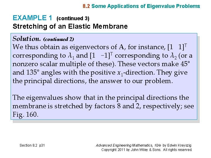 8. 2 Some Applications of Eigenvalue Problems EXAMPLE 1 (continued 3) Stretching of an