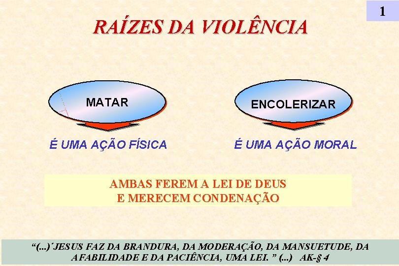 RAÍZES DA VIOLÊNCIA MATAR ENCOLERIZAR É UMA AÇÃO FÍSICA É UMA AÇÃO MORAL AMBAS