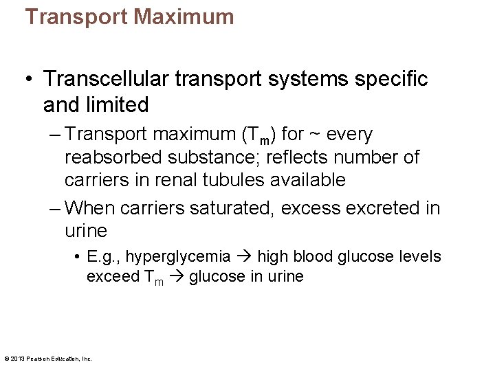 Transport Maximum • Transcellular transport systems specific and limited – Transport maximum (Tm) for