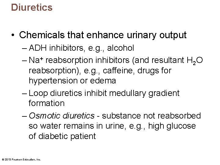 Diuretics • Chemicals that enhance urinary output – ADH inhibitors, e. g. , alcohol
