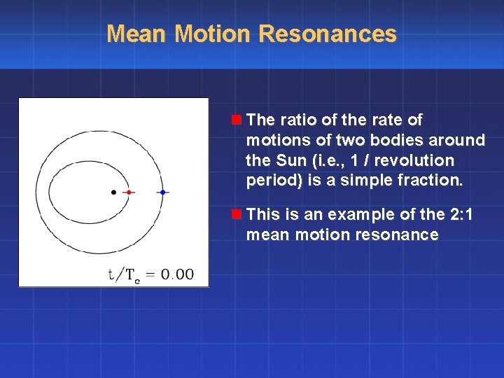 Mean Motion Resonances n The ratio of the rate of motions of two bodies