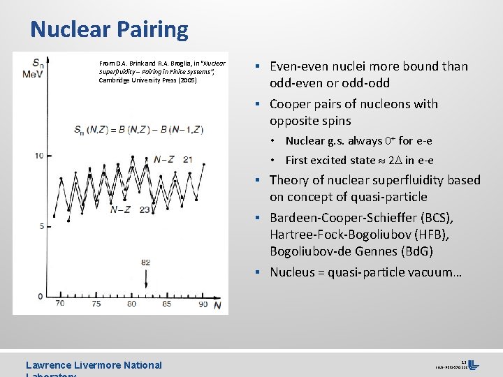 Nuclear Pairing From D. A. Brink and R. A. Broglia, in “Nuclear Superfluidity –