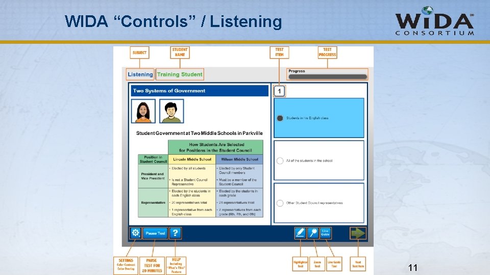 WIDA “Controls” / Listening 11 