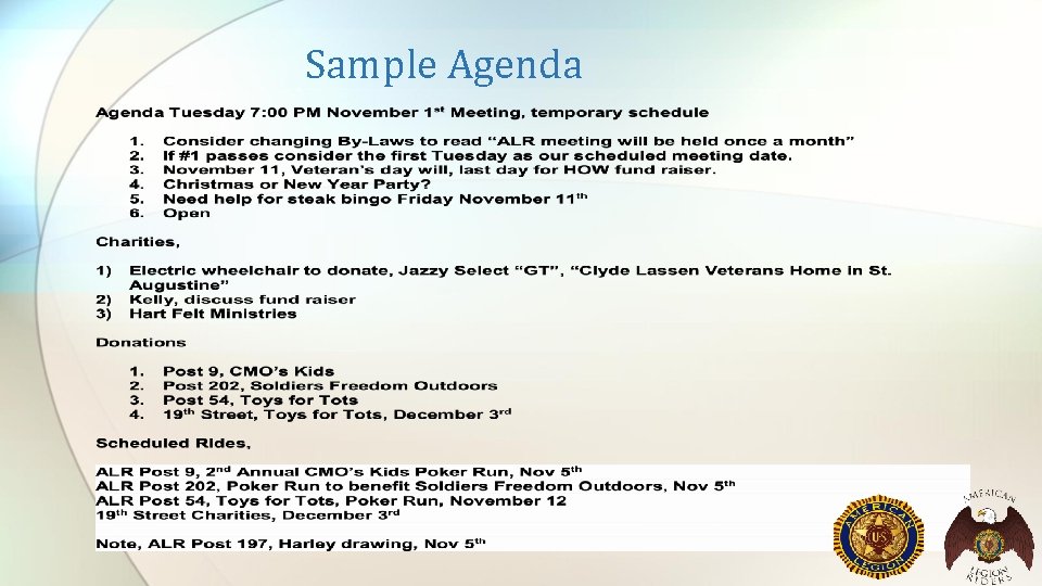 Sample Agenda 