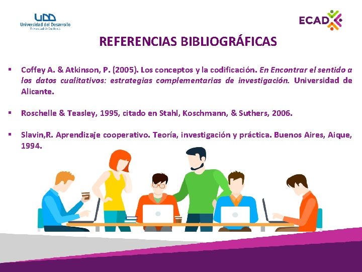 REFERENCIAS BIBLIOGRÁFICAS § Coffey A. & Atkinson, P. (2005). Los conceptos y la codificación.