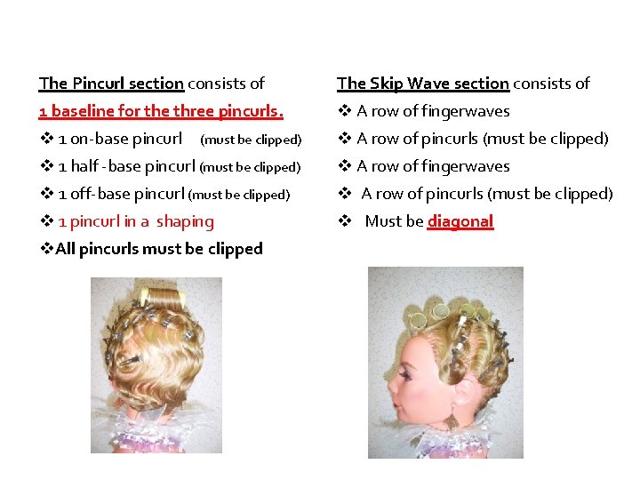 The Pincurl section consists of The Skip Wave section consists of 1 baseline for