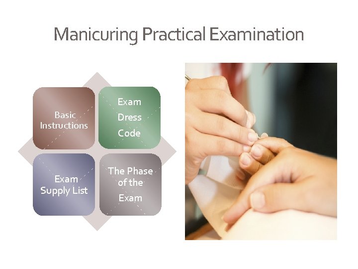 Manicuring Practical Examination Basic Instructions Exam Supply List Exam Dress Code The Phase of