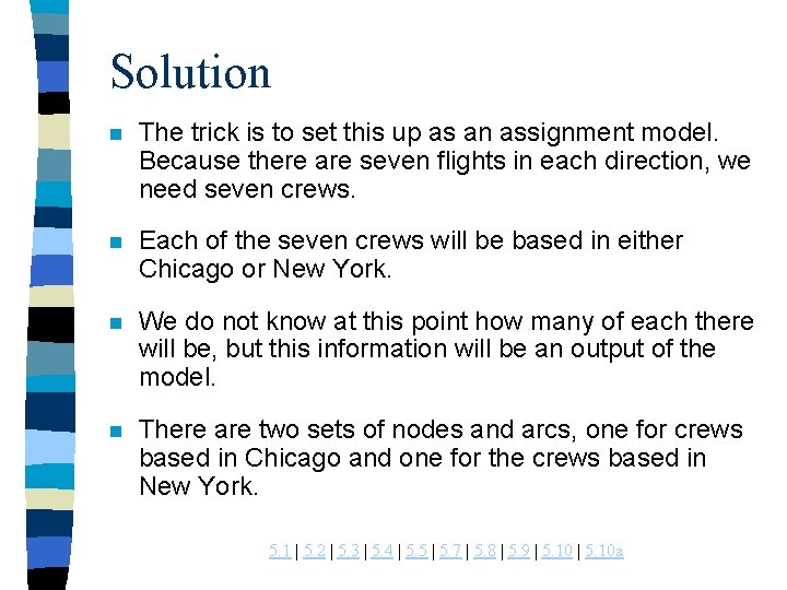 Solution n The trick is to set this up as an assignment model. Because