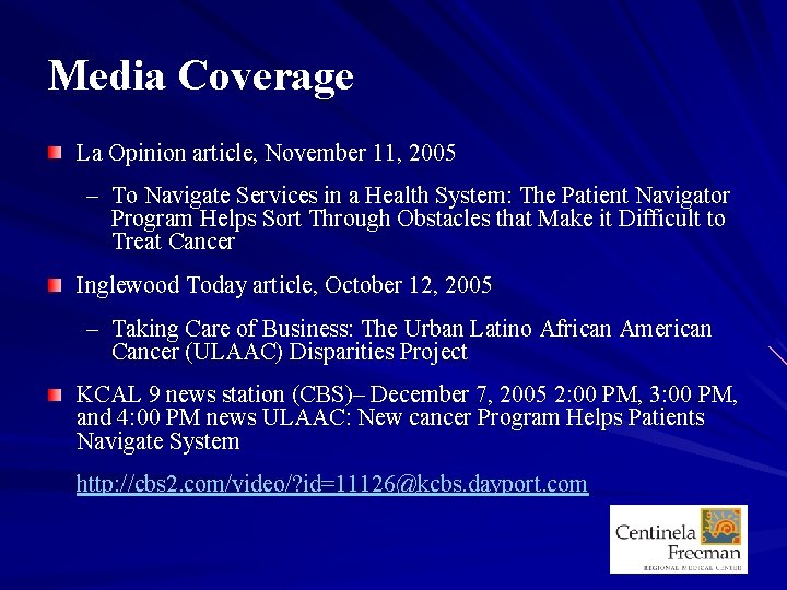 Media Coverage La Opinion article, November 11, 2005 – To Navigate Services in a