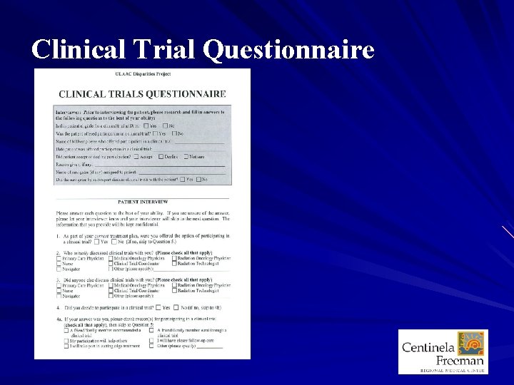 Clinical Trial Questionnaire 
