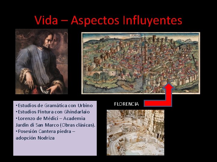 Vida – Aspectos Influyentes • Estudios de Gramática con Urbino • Estudios Pintura con