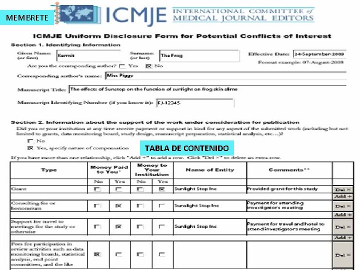 MEMBRETE TABLA DE CONTENIDO 