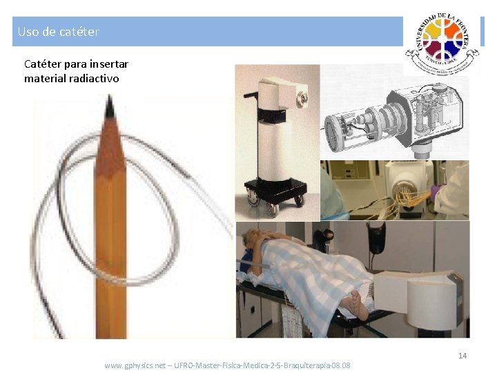 Uso de catéter Catéter para insertar material radiactivo www. gphysics. net – UFRO-Master-Fisica-Medica-2 -5