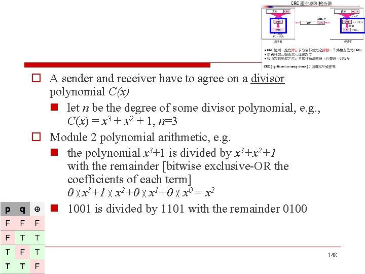 o A sender and receiver have to agree on a divisor polynomial C(x) n