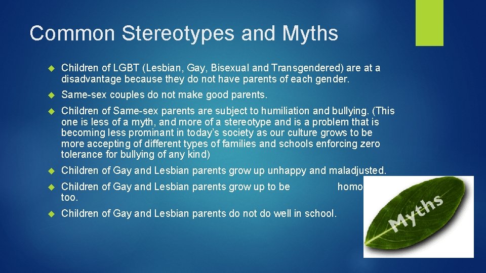 Common Stereotypes and Myths Children of LGBT (Lesbian, Gay, Bisexual and Transgendered) are at