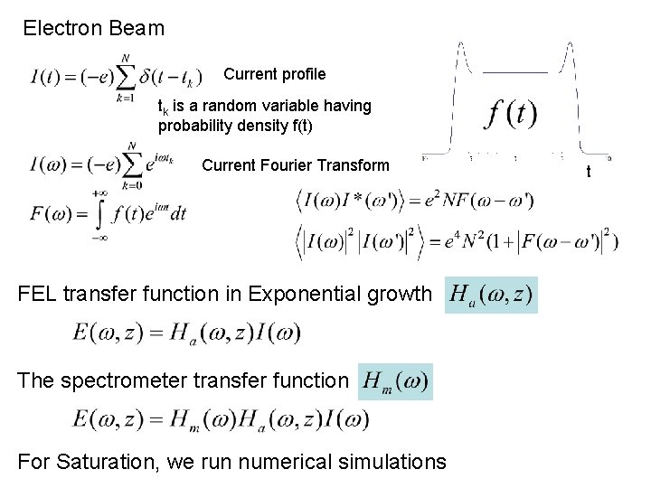 Electron Beam Current profile tk is a random variable having probability density f(t) Current
