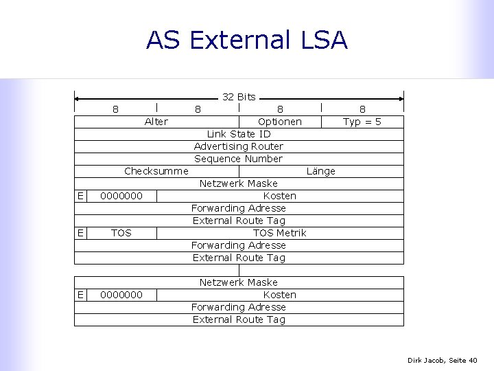 AS External LSA 32 Bits 8 8 Alter 8 Optionen Link State ID Advertising
