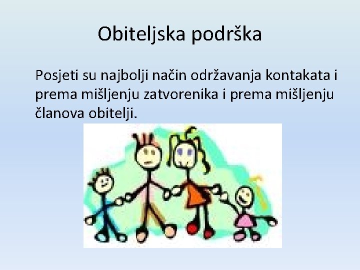 Obiteljska podrška Posjeti su najbolji način održavanja kontakata i prema mišljenju zatvorenika i prema