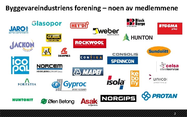 Byggevareindustriens forening – noen av medlemmene 2 