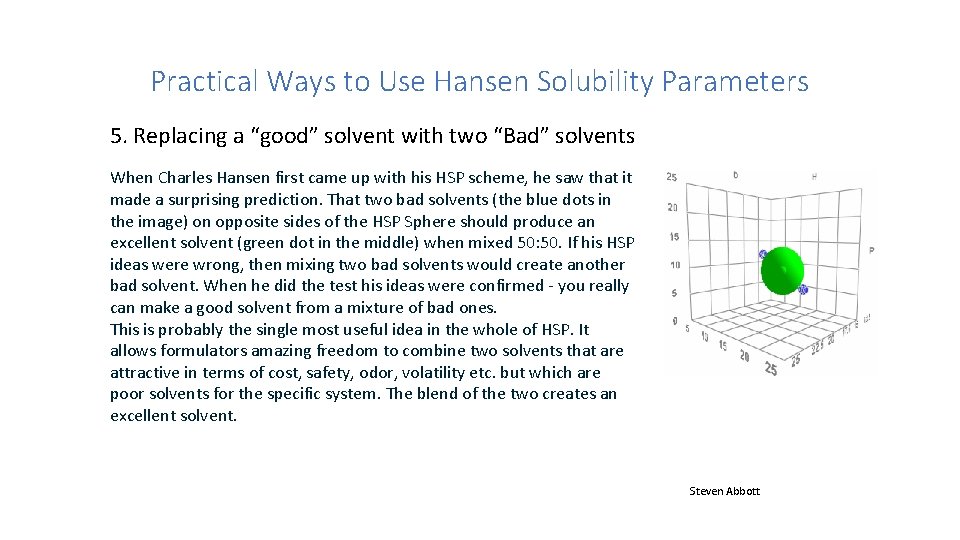 Practical Ways to Use Hansen Solubility Parameters 5. Replacing a “good” solvent with two